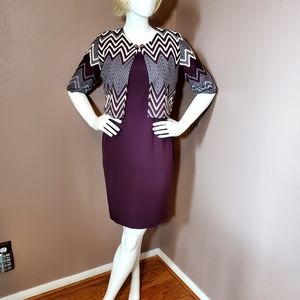 NWT DN DESIGN purple sheath dress & chevron bolero size 8